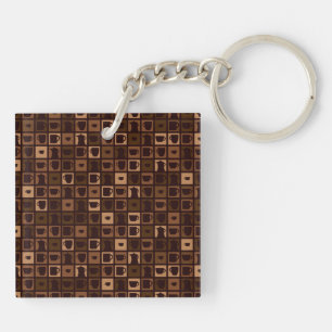 Funky coffee mosaic key ring