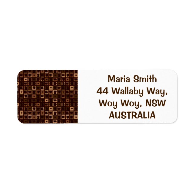 Funky coffee mosaic return address label (Front)