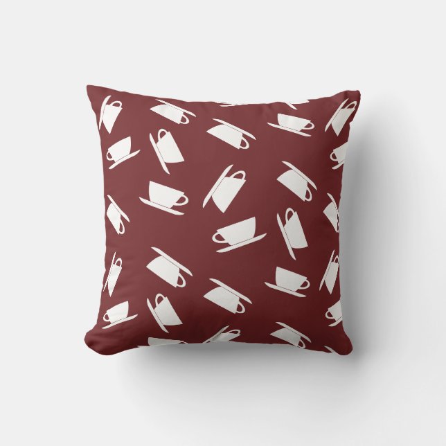 Funky Coffee Mug Cup Pattern Cushion Throw Pillow (Front)