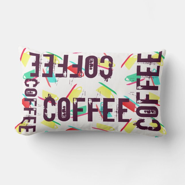 Funky Coffee Mug Cup Pattern Cushion Throw Pillow (Front)