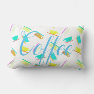 Funky Coffee Mug Cup Pattern Cushion Throw Pillow
