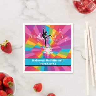 Funky Colorful Dance, Dancer, Dancing Bat Mitzvah  Napkin