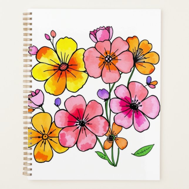 Funky Colorful Flowers Planner (Front)
