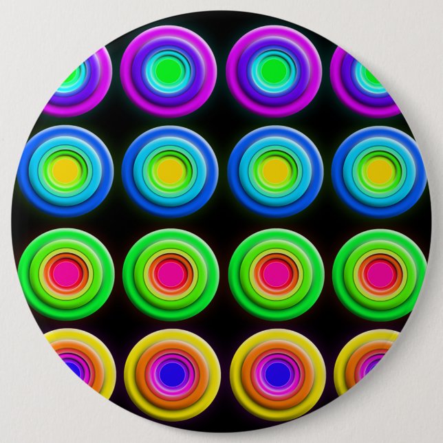 Funky Colourful 3D Circles 6 Cm Round Badge (Front)