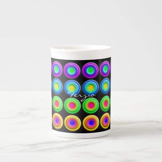 Funky Colourful 3D Circles Bone China Mug (Front)