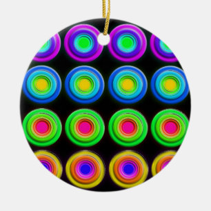 Funky Colourful 3D Circles Ceramic Ornament