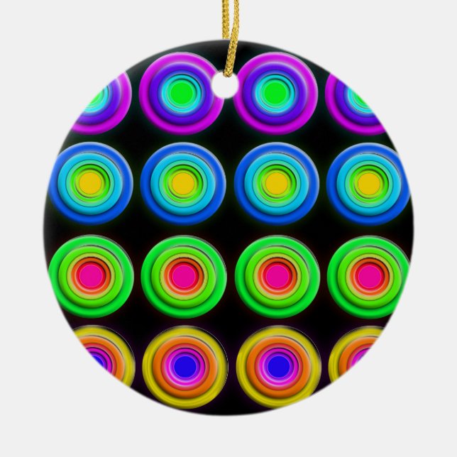 Funky Colourful 3D Circles Ceramic Ornament (Front)