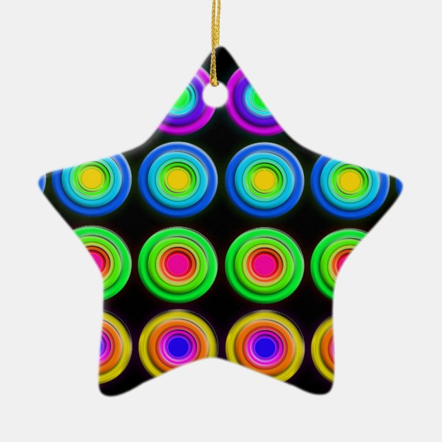 Funky Colourful 3D Circles Ceramic Tree Decoration (Front)