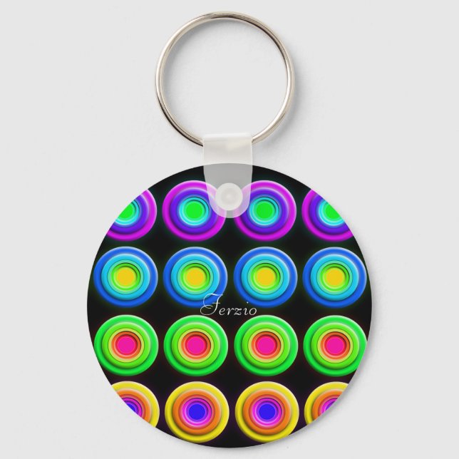 Funky Colourful 3D Circles Key Ring (Front)