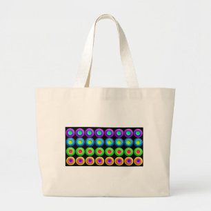 Funky Colourful 3D Circles Large Tote Bag