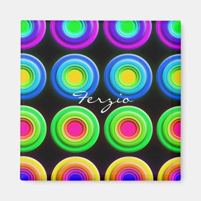 Funky Colourful 3D Circles Magnet (Front)
