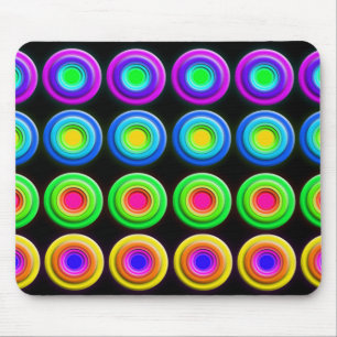 Funky Colourful 3D Circles Mouse Pad