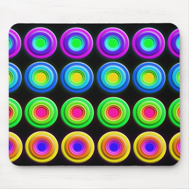 Funky Colourful 3D Circles Mouse Pad (Front)