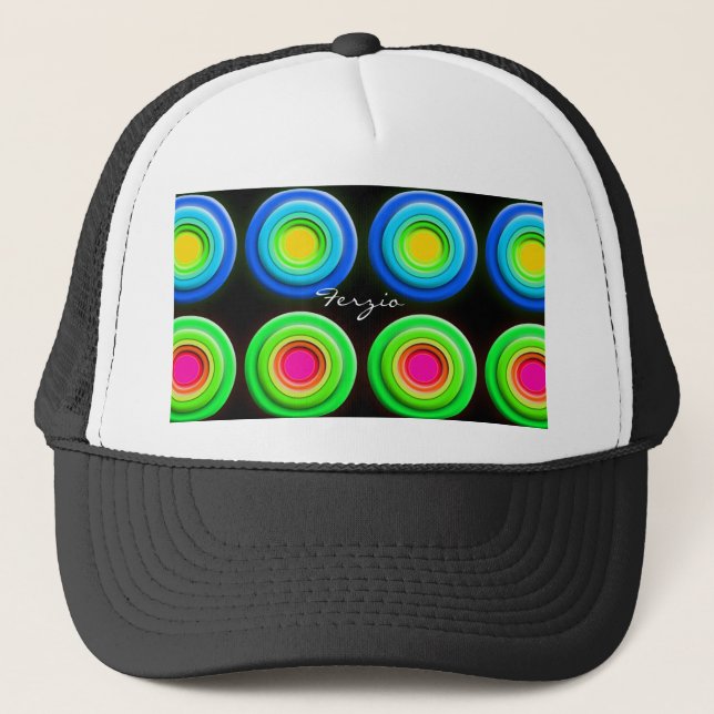 Funky Colourful 3D Circles Trucker Hat (Front)