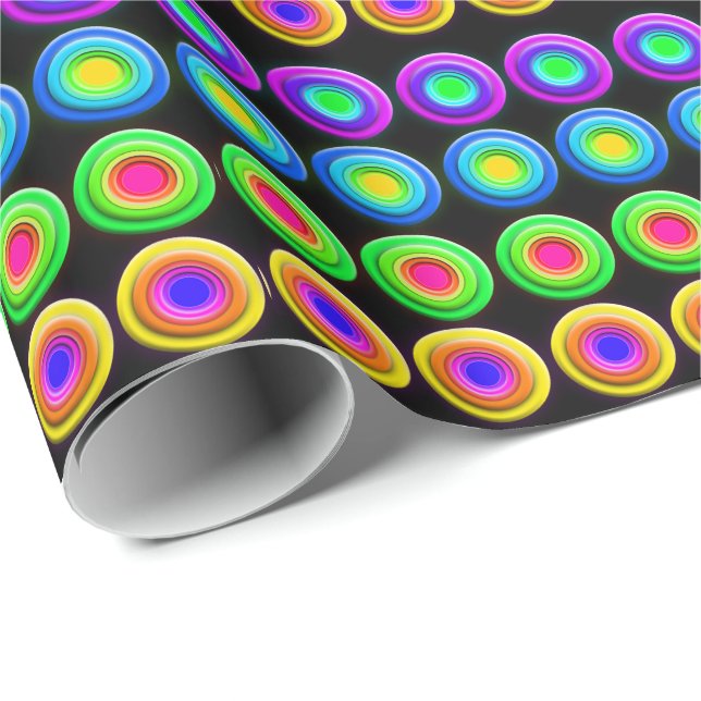 Funky Colourful 3D Circles Wrapping Paper (Roll Corner)