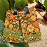 Funky Colourful Earthy Floral Pattern - Monogram Luggage Tag<br><div class="desc">A fun floral pattern in gold, sage green, orange and yellow with a cosy, cottagecore pattern. Add a monogram to this girly, floral design. If your art still needs to be adjusted, click on the Customise This button. This will take you to a design area where you can move things...</div>