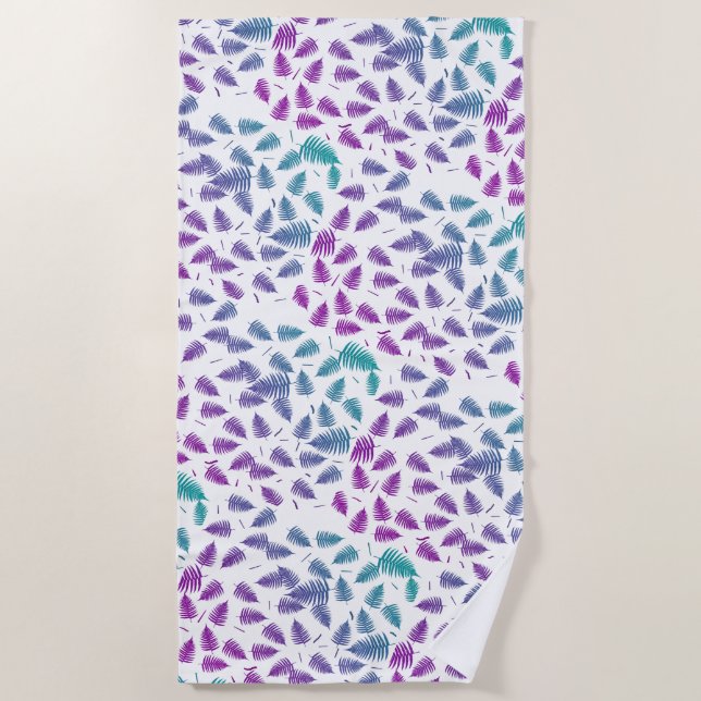 Funky Colourful Fern Pattern Beach Towel (Front)