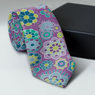 Funky Colourful Floral Pattern - Purple Tie