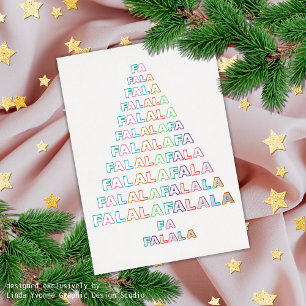 Funky Colourful Fun FA LA LA Seasonal Silver Gold Foil Holiday Card