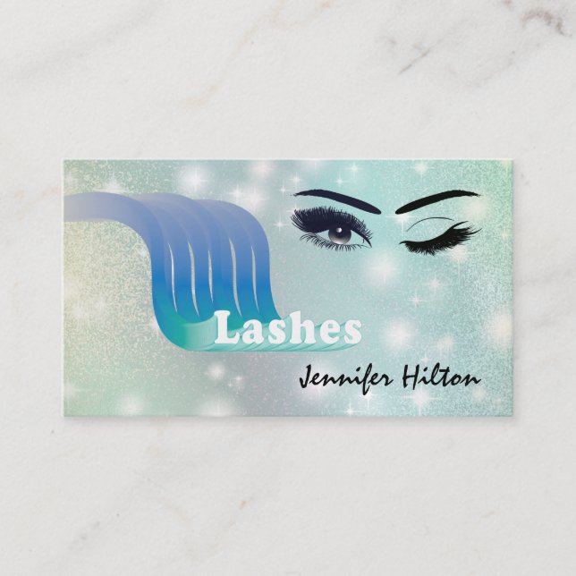 Funky colourful glittery lashes logo after care business card (Front)