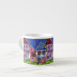 Funky Colourful Houses Espresso Cup