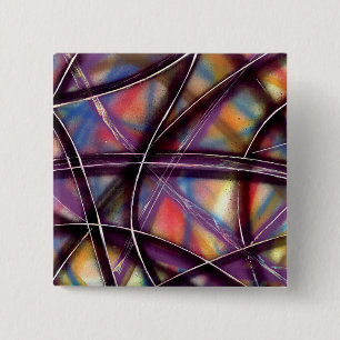 Funky Colourful Overlapping Lines 15 Cm Square Badge