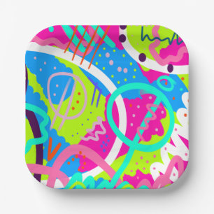 Funky Colourful Pop Art Paper Plate