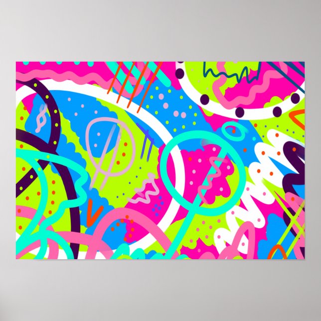 Funky Colourful Pop Art  Poster (Front)