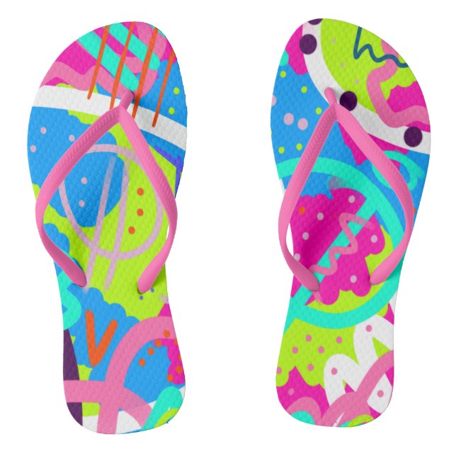Funky Colourful Pop Art  Thongs (Footbed)