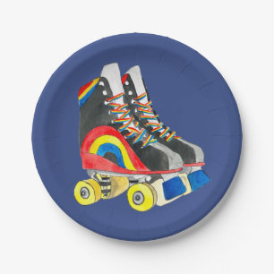 Funky colourful rainbow lady art paper plates