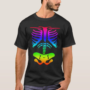 Funky Colourful Rainbow Skeleton Rib Cage Hallowee T-Shirt