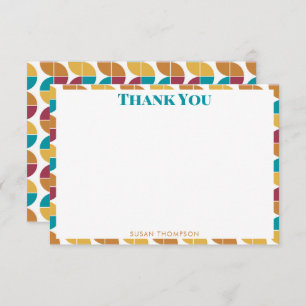 Funky Colourful Retro 70s Vintage Geometric Patter Thank You Card