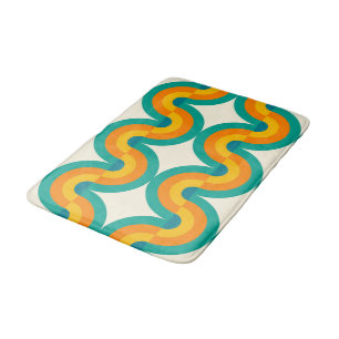 Funky Colourful Retro Half Circles Art Pattern Bath Mat