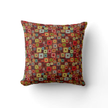 Funky Colourful Retro Squares Pillow