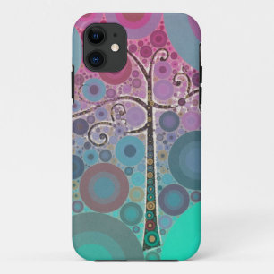 Funky Colourful Scroll Tree Circles Bubbles Pop Ar iPhone 11 Case
