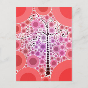 Funky Colourful Scroll Tree Circles Bubbles Pop Ar Postcard
