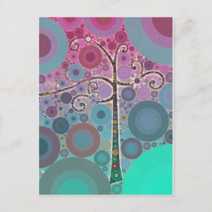 Funky Colourful Scroll Tree Circles Bubbles Pop Ar Postcard
