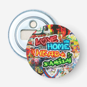 Funky Colourful Streetart Graffiti Love Home Heart Bottle Opener