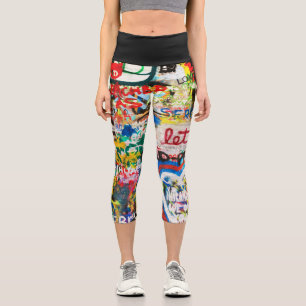 Funky Colourful Streetart Graffiti Love Home Heart Capri Leggings