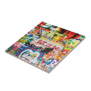Funky Colourful Streetart Graffiti Love Home Heart Ceramic Tile