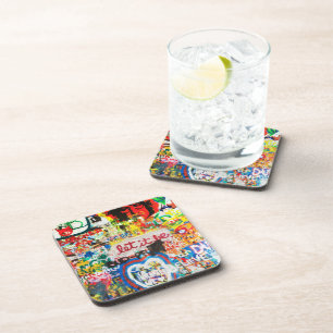 Funky Colourful Streetart Graffiti Love Home Heart Coaster