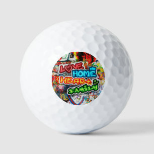 Funky Colourful Streetart Graffiti Love Home Heart Golf Balls