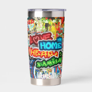 Funky Colourful Streetart Graffiti Love Home Heart Insulated Tumbler