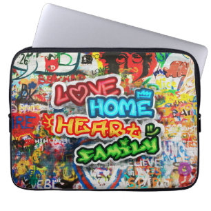 Funky Colourful Streetart Graffiti Love Home Heart Laptop Sleeve