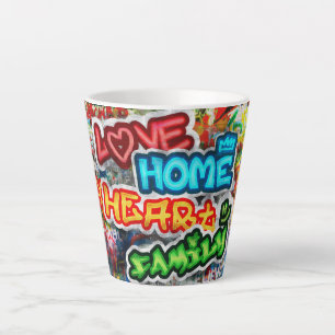 Funky Colourful Streetart Graffiti Love Home Heart Latte Mug