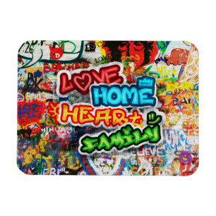 Funky Colourful Streetart Graffiti Love Home Heart Magnet