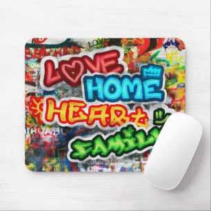 Funky Colourful Streetart Graffiti Love Home Heart Mouse Pad