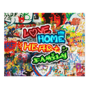 Funky Colourful Streetart Graffiti Love Home Heart Photo Print