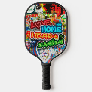 Funky Colourful Streetart Graffiti Love Home Heart Pickleball Paddle