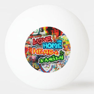 Funky Colourful Streetart Graffiti Love Home Heart Ping Pong Ball